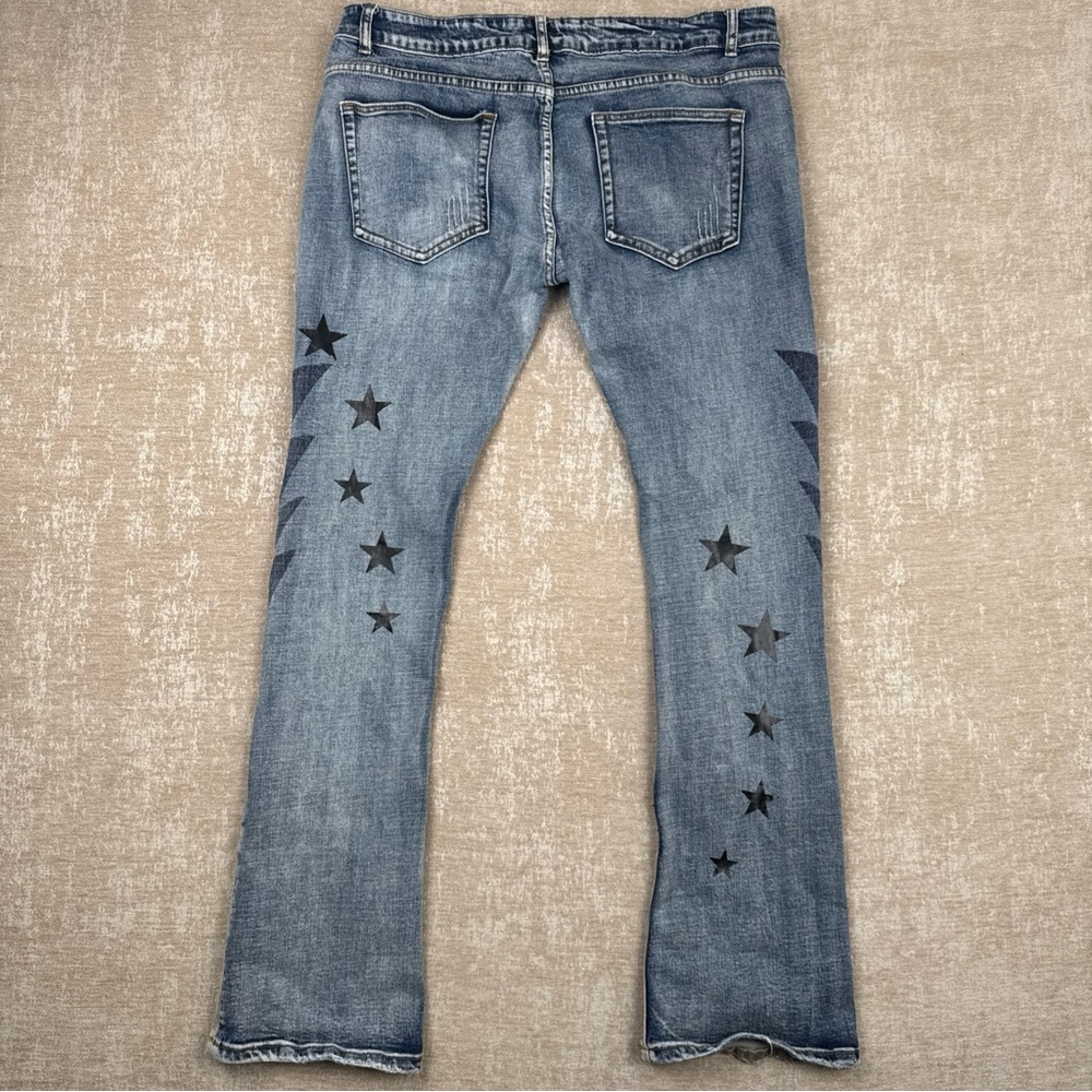 Cooper 9 Blue Wings Denim Size 38 / Blue Jeans with Star Patches - Picture 10 of 13